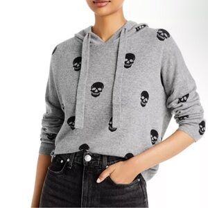 AQUA Bloomingdales Exclusive Cashmere Skull Hoodie - Size Small